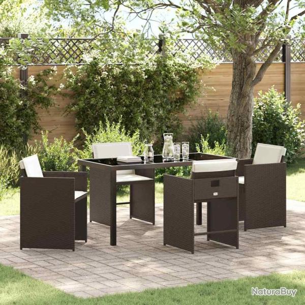 Ensemble de salle � manger pour jardin 5 pcs Marron polyrotin