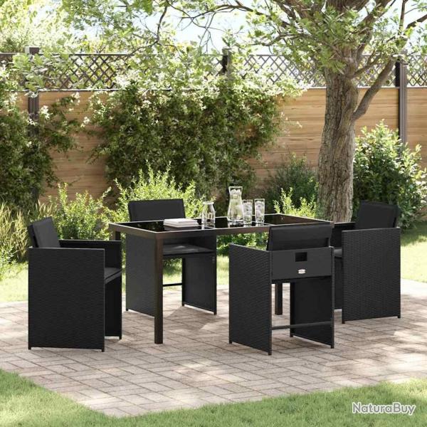 Ensemble de salle � manger pour jardin 5 pcs Noir polyrotin