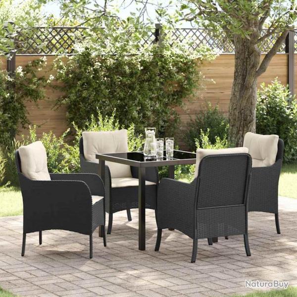 Ensemble de salle � manger pour jardin 5 pcs Noir polyrotin