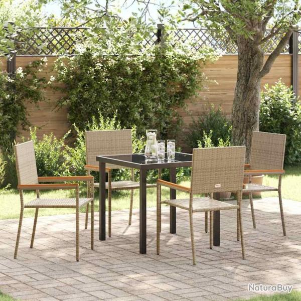 Ensemble de salle � manger pour jardin 5 pcs Beige polyrotin