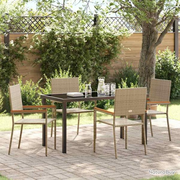 Ensemble de salle � manger pour jardin 5 pcs Beige polyrotin