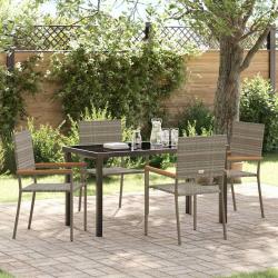 Ensemble de salle &agrave; manger pour jardin 5 pcs Gris polyrotin