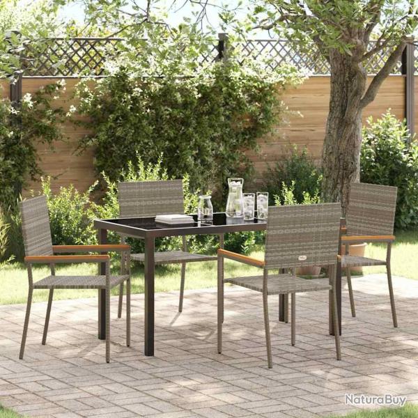 Ensemble de salle � manger pour jardin 5 pcs Gris polyrotin