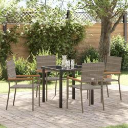 Ensemble de salle &agrave; manger pour jardin 5 pcs Gris polyrotin