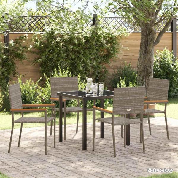 Ensemble de salle � manger pour jardin 5 pcs Gris polyrotin