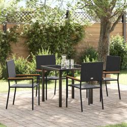Ensemble de salle &agrave; manger pour jardin 5 pcs Noir polyrotin
