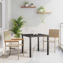 Ensemble de salle &agrave; manger pour jardin 3 pcs Beige polyrotin