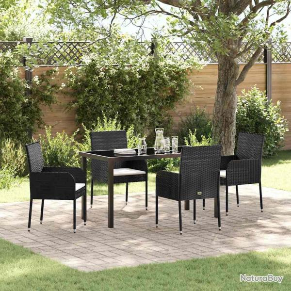 Ensemble de salle � manger pour jardin 5 pcs Noir polyrotin