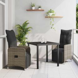 Ensemble de salle &agrave; manger pour jardin 3 pcs Gris polyrotin