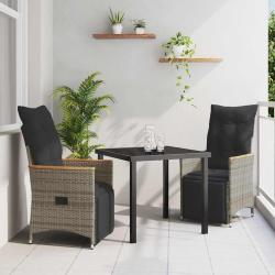Ensemble de salle &agrave; manger pour jardin 3 pcs Gris polyrotin