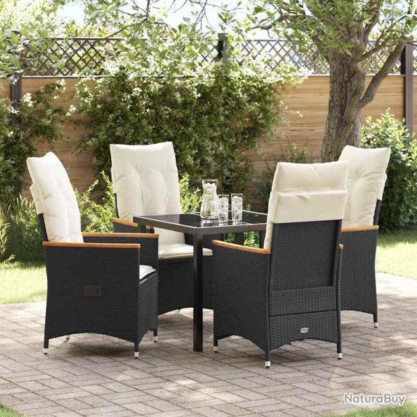 Ensemble de salle � manger pour jardin 5 pcs Noir polyrotin