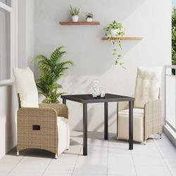 Ensemble de salle &agrave; manger pour jardin 3 pcs Beige polyrotin