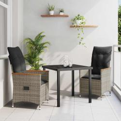 Ensemble de salle &agrave; manger pour jardin 3 pcs Gris polyrotin