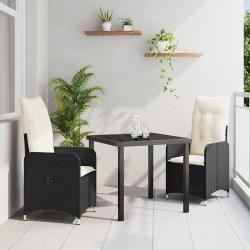 Ensemble de salle &agrave; manger pour jardin 3 pcs Noir polyrotin