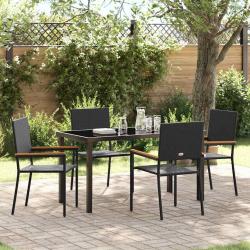 Ensemble de salle &agrave; manger pour jardin 5 pcs Noir polyrotin