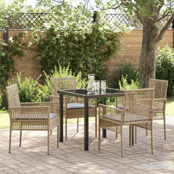 Ensemble de salle � manger pour jardin 5 pcs Beige polyrotin