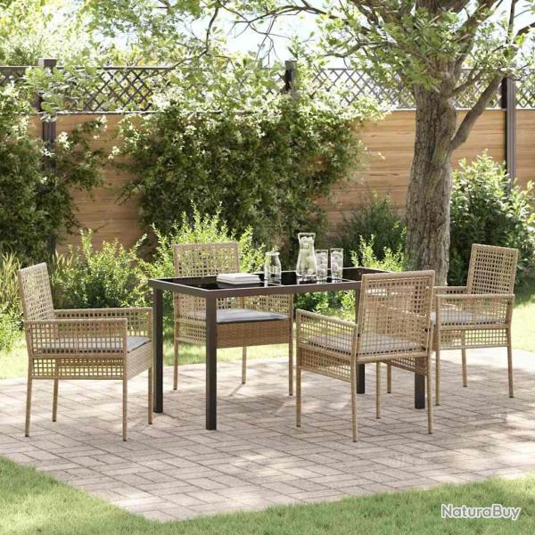 Ensemble de salle � manger pour jardin 5 pcs Beige polyrotin