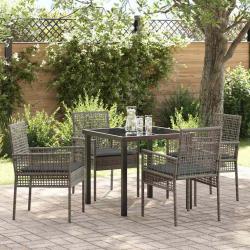 Ensemble de salle &agrave; manger pour jardin 5 pcs Gris polyrotin