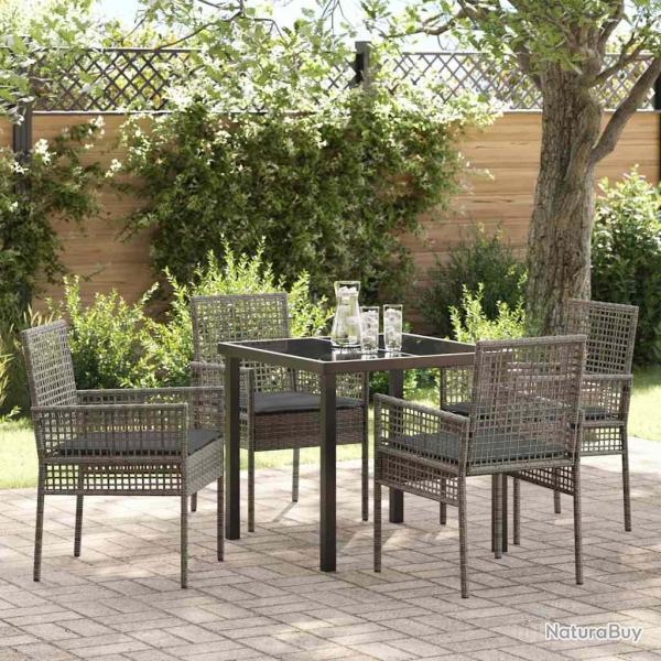Ensemble de salle � manger pour jardin 5 pcs Gris polyrotin