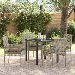 Ensemble de salle &agrave; manger pour jardin 5 pcs Gris clair