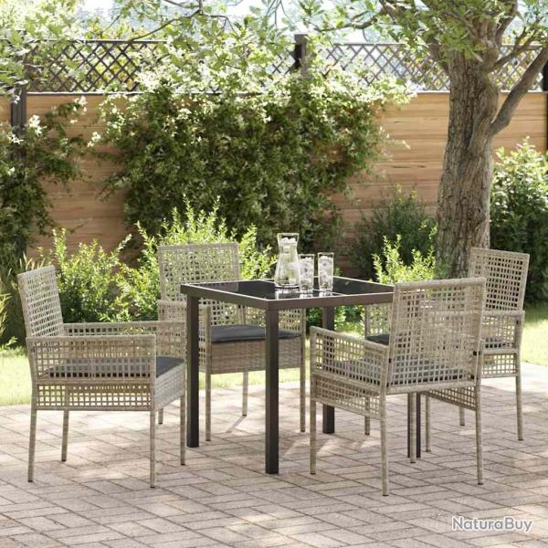 Ensemble de salle � manger pour jardin 5 pcs Gris clair
