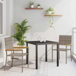 Ensemble de salle &agrave; manger pour jardin 3 pcs Gris polyrotin