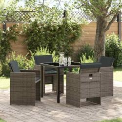 Ensemble de salle &agrave; manger pour jardin 5 pcs Gris polyrotin