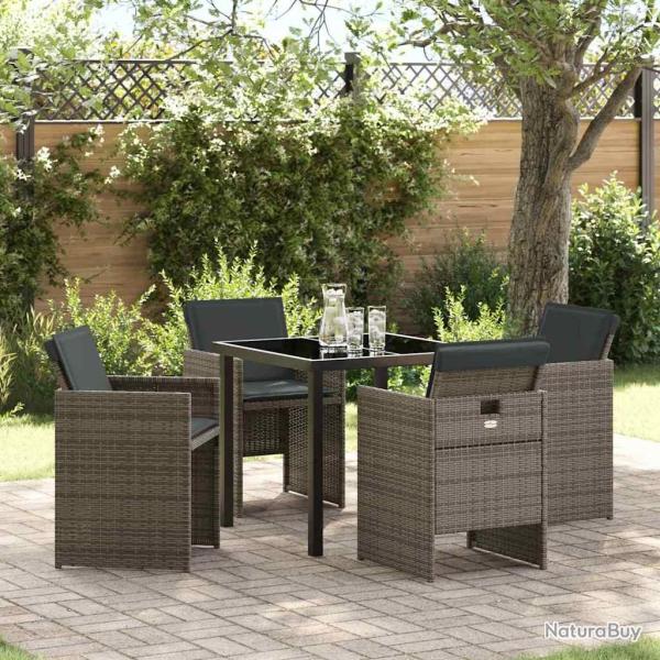 Ensemble de salle � manger pour jardin 5 pcs Gris polyrotin