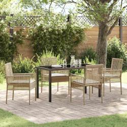 Ensemble de salle &agrave; manger pour jardin 5 pcs Beige polyrotin