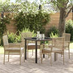 Ensemble de salle &agrave; manger pour jardin 5 pcs Beige polyrotin