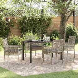 Ensemble de salle &agrave; manger pour jardin 5 pcs Gris clair