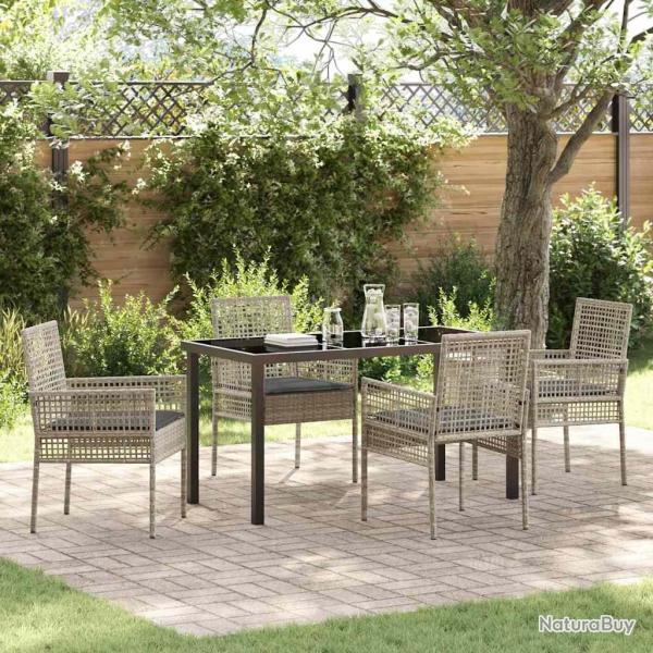 Ensemble de salle � manger pour jardin 5 pcs Gris clair
