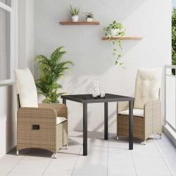 Ensemble de salle &agrave; manger pour jardin 3 pcs Beige polyrotin