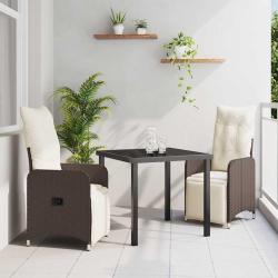 Ensemble de salle &agrave; manger pour jardin 3 pcs Marron polyrotin