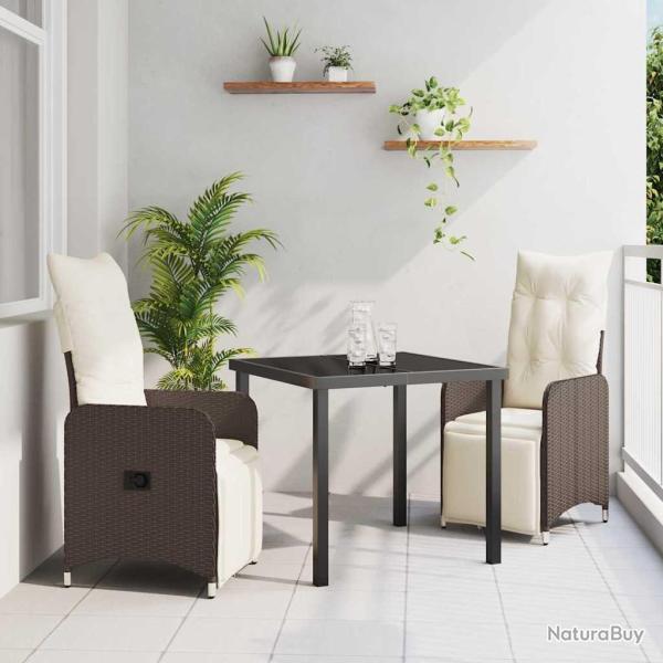 Ensemble de salle � manger pour jardin 3 pcs Marron polyrotin