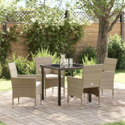 Ensemble de salle &agrave; manger pour jardin 5 pcs Beige polyrotin