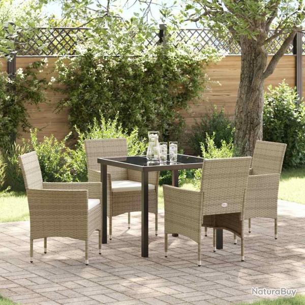 Ensemble de salle � manger pour jardin 5 pcs Beige polyrotin
