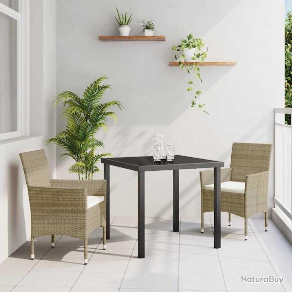 Ensemble de salle � manger pour jardin 3 pcs Beige polyrotin