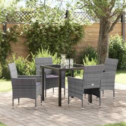 Ensemble de salle &agrave; manger pour jardin 5 pcs Gris polyrotin