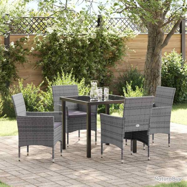 Ensemble de salle � manger pour jardin 5 pcs Gris polyrotin