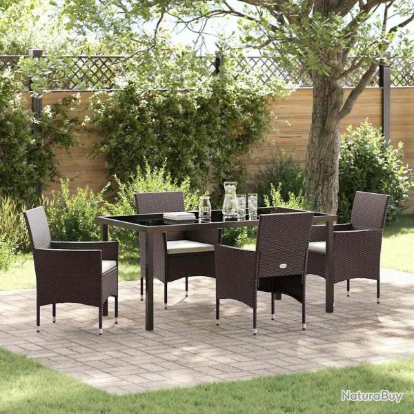 Ensemble de salle � manger pour jardin 5 pcs Marron polyrotin