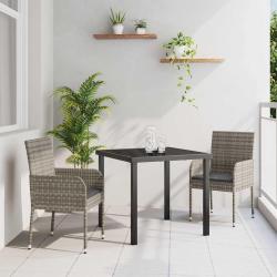 Ensemble de salle &agrave; manger pour jardin 3 pcs Gris polyrotin