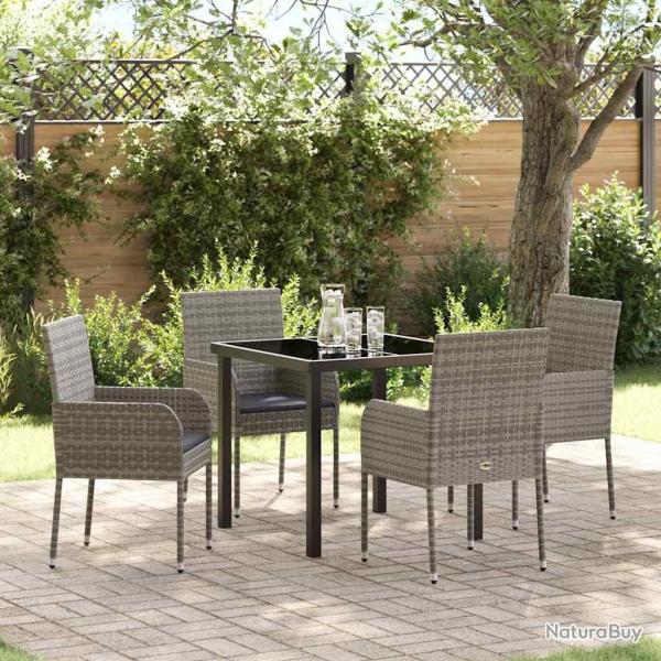 Ensemble de salle � manger pour jardin 5 pcs Gris polyrotin