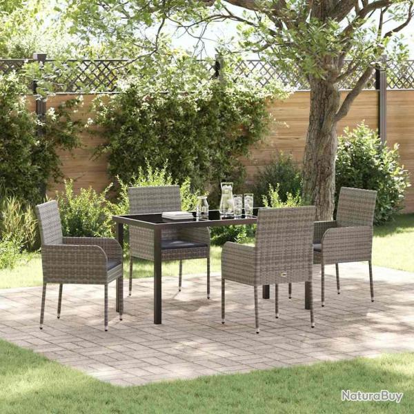 Ensemble de salle � manger pour jardin 5 pcs Gris polyrotin