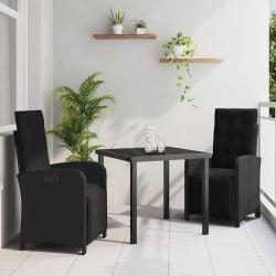 Ensemble de salle &agrave; manger pour jardin 3 pcs Noir polyrotin