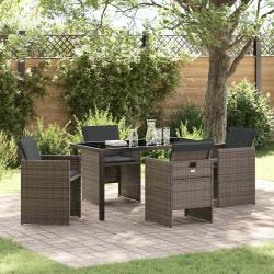 Ensemble de salle &agrave; manger pour jardin 5 pcs Gris polyrotin
