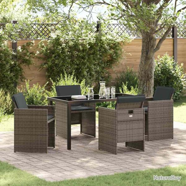 Ensemble de salle � manger pour jardin 5 pcs Gris polyrotin