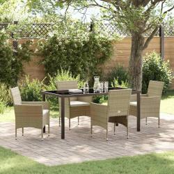 Ensemble de salle &agrave; manger pour jardin 5 pcs Beige polyrotin