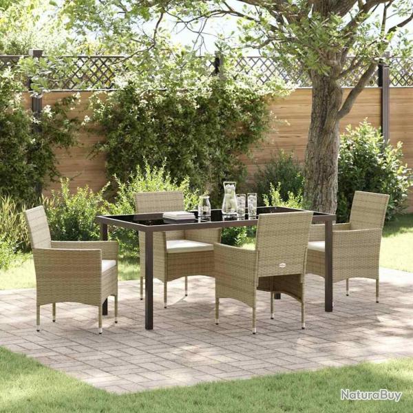 Ensemble de salle � manger pour jardin 5 pcs Beige polyrotin