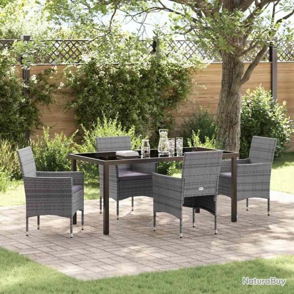 Ensemble de salle � manger pour jardin 5 pcs Gris polyrotin